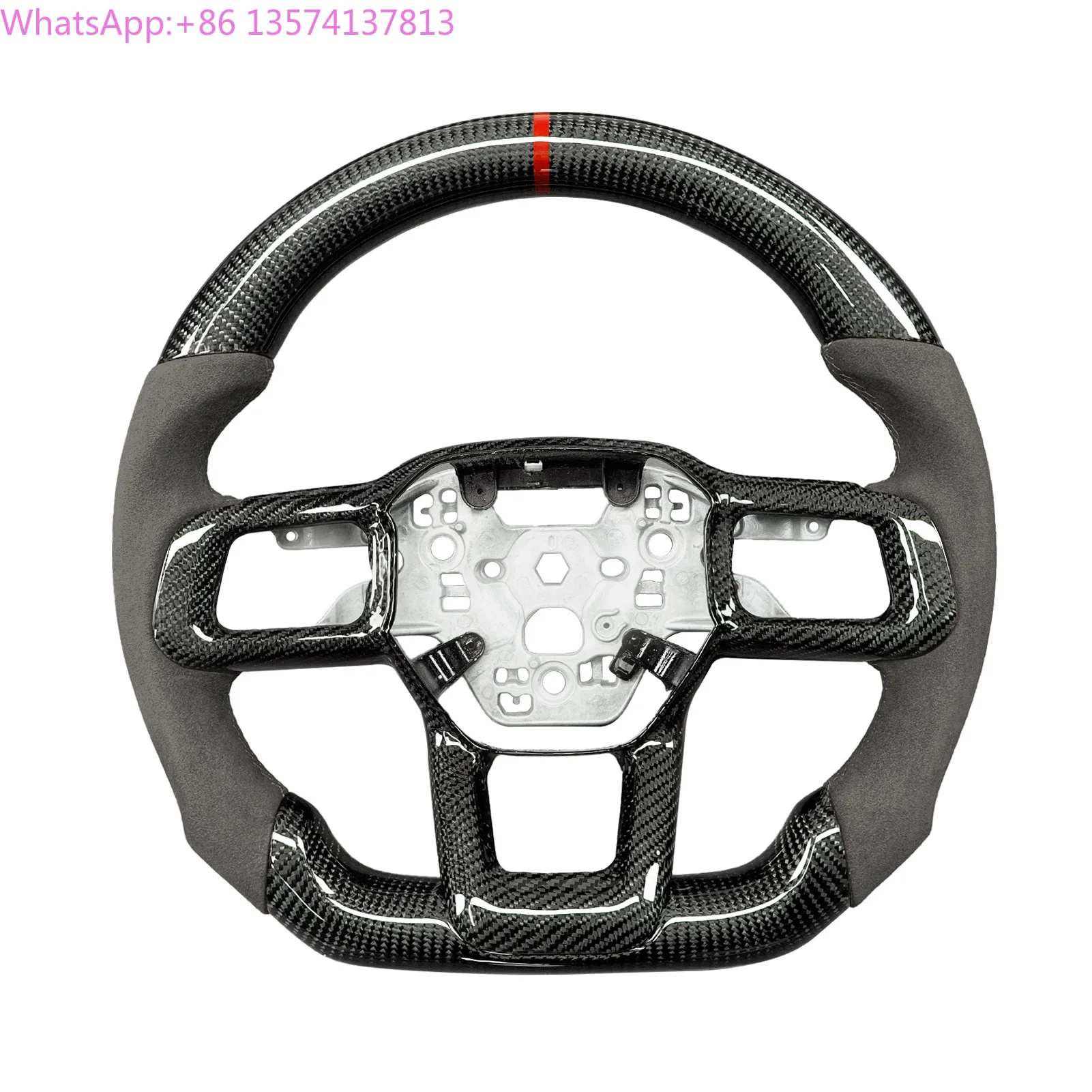 

For Ford 7th Gen Mustang GT GTD Dark Horse Interior Accessories Customized Carbon Fiber Micro Fiber Leather Steering Wheel 2025