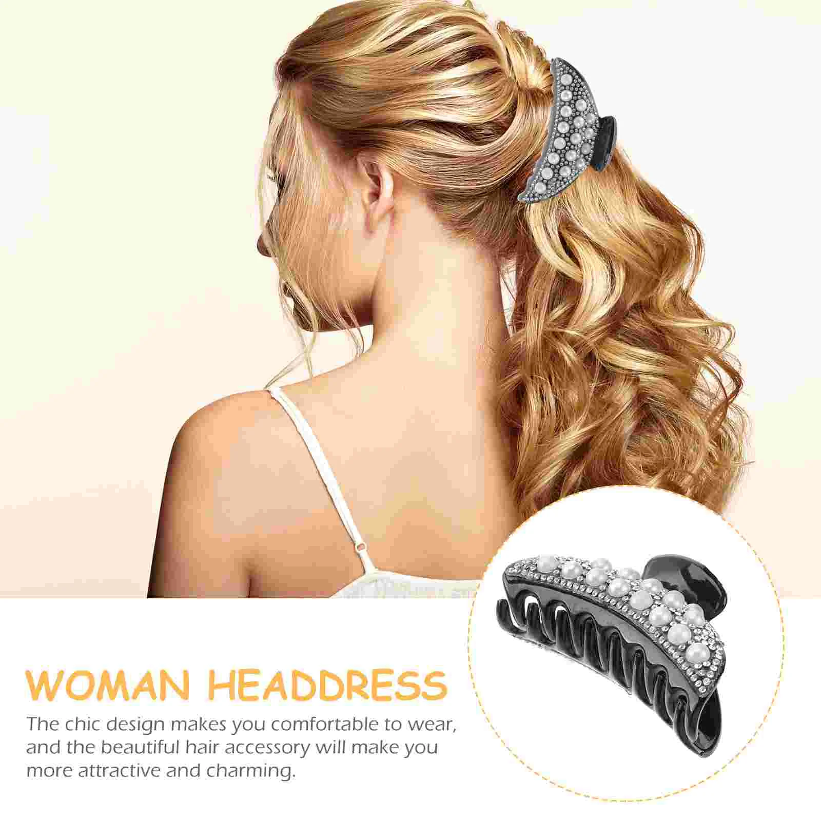 2 Pcs Popularity Miss Rhinestone Bobby Pins Hair Clips for Women Ponytail Holder