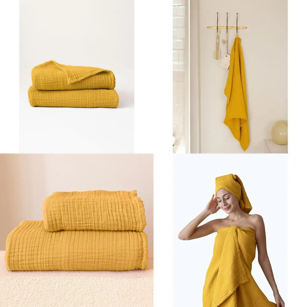 

Большой набор муслиновых банных полотенец размером 32x67 дюймов из 2 штук: 100% турецкий хлопок, мягкие, тонкие, быстросохнущие, безворсовые полотенца для использования в ванной комнате