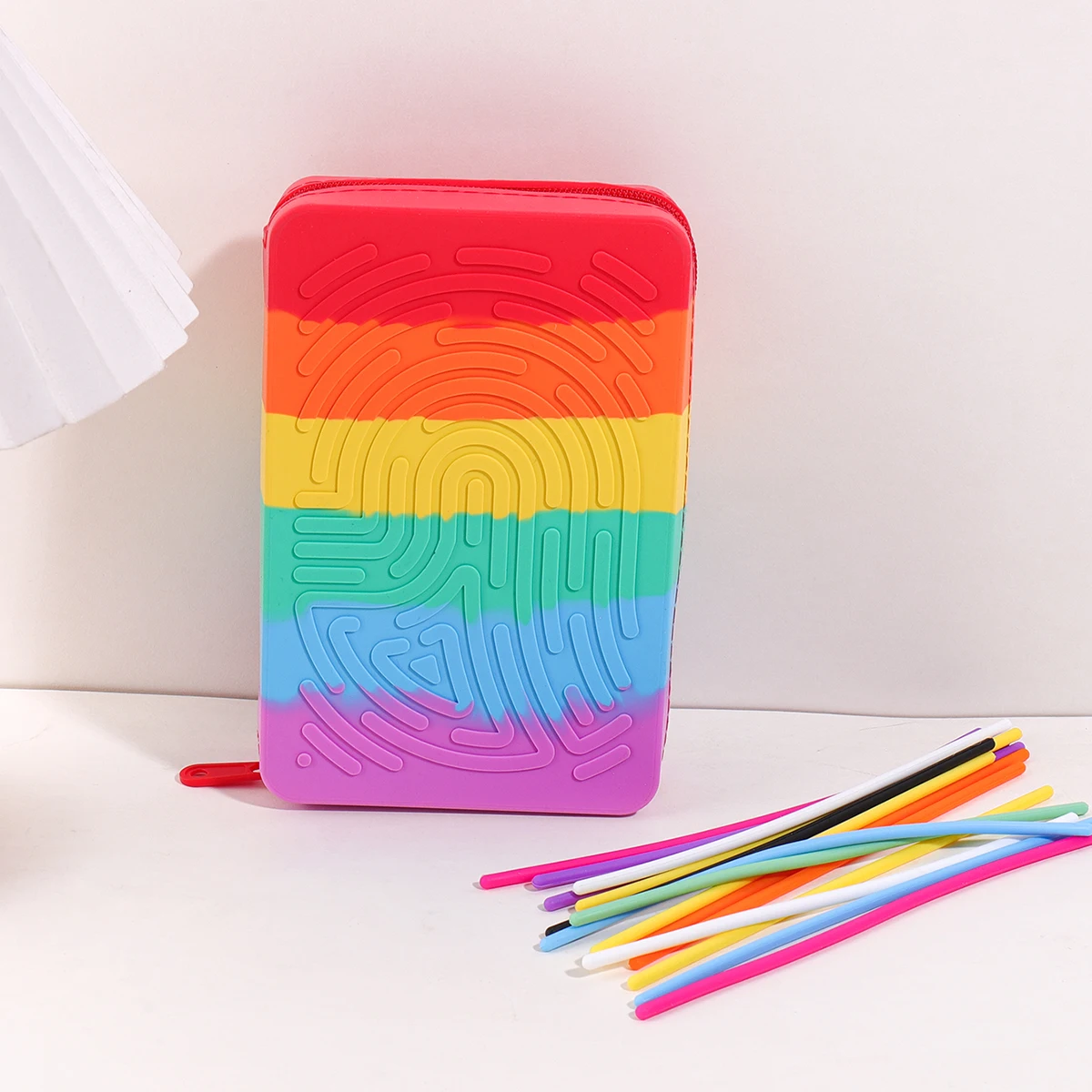 Silicone Rainbow Desk Stationery Fidget Toy 20 Strings Educational Sensory Puzzle Food Grade BPA Free for Student view 6