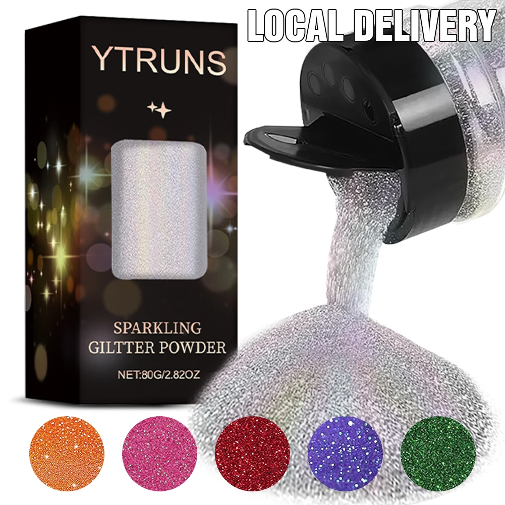 80 g de polvo holográfico con purpurina ultrafina: brillo brillante para arte en resina, diseño de uñas, maquillaje corporal, peinado, vasos y