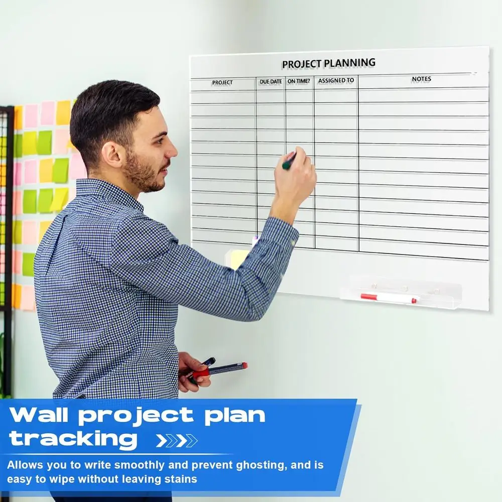 لوح مسح جاف مثبت على الحائط من الأكريليك الشفاف مقاس 24 × 18 مع علامات وممحاة للمكتب المنزلي وتخطيط الأسرة