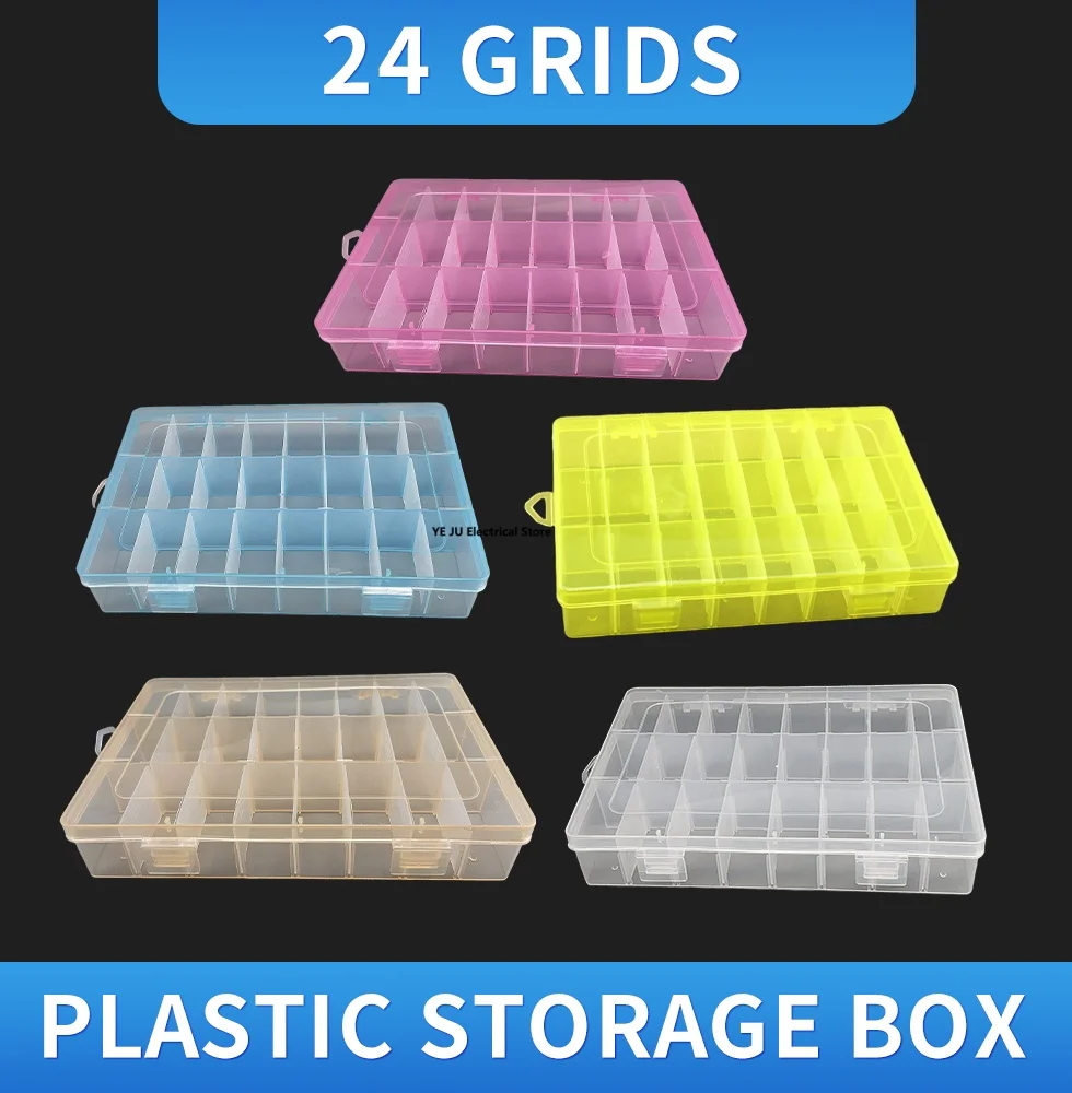 24 Slots Separable Colorful Portable Jewelry Tool Storage Box Container Ring Electronic Parts Screw Beads Organizer Plastic Box