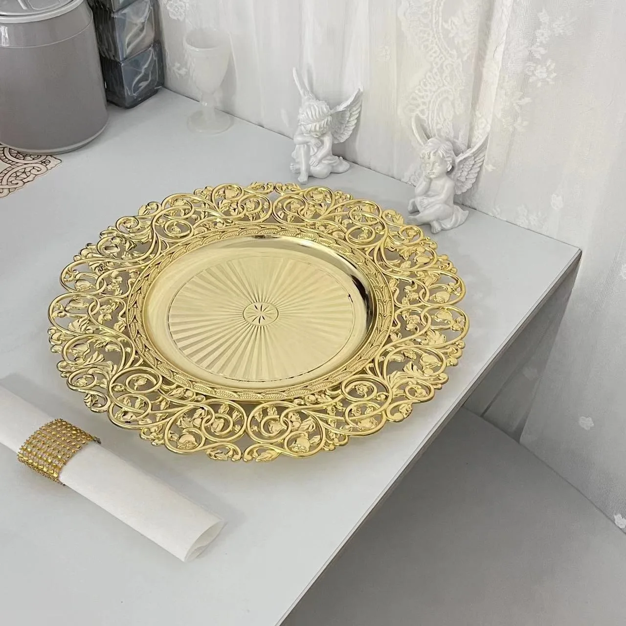100 Uds nueva placa de carga 13 pulgadas centros de mesa de boda decoración para fiestas y eventos bandeja de vajilla Show Salver