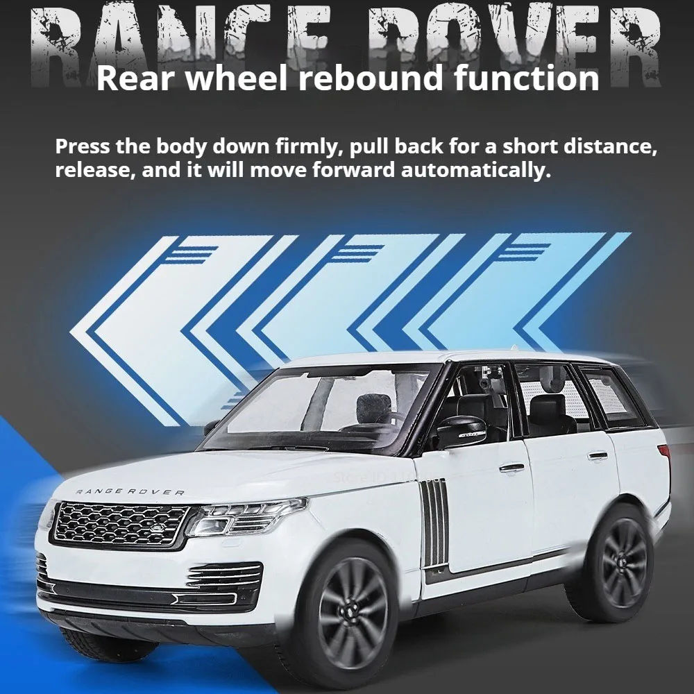 Modèle de voiture Land Range Rover Defender 1:24, jouets en alliage moulé sous pression, portes d'absorption des chocs, décoration ouverte, véhicules tout-terrain