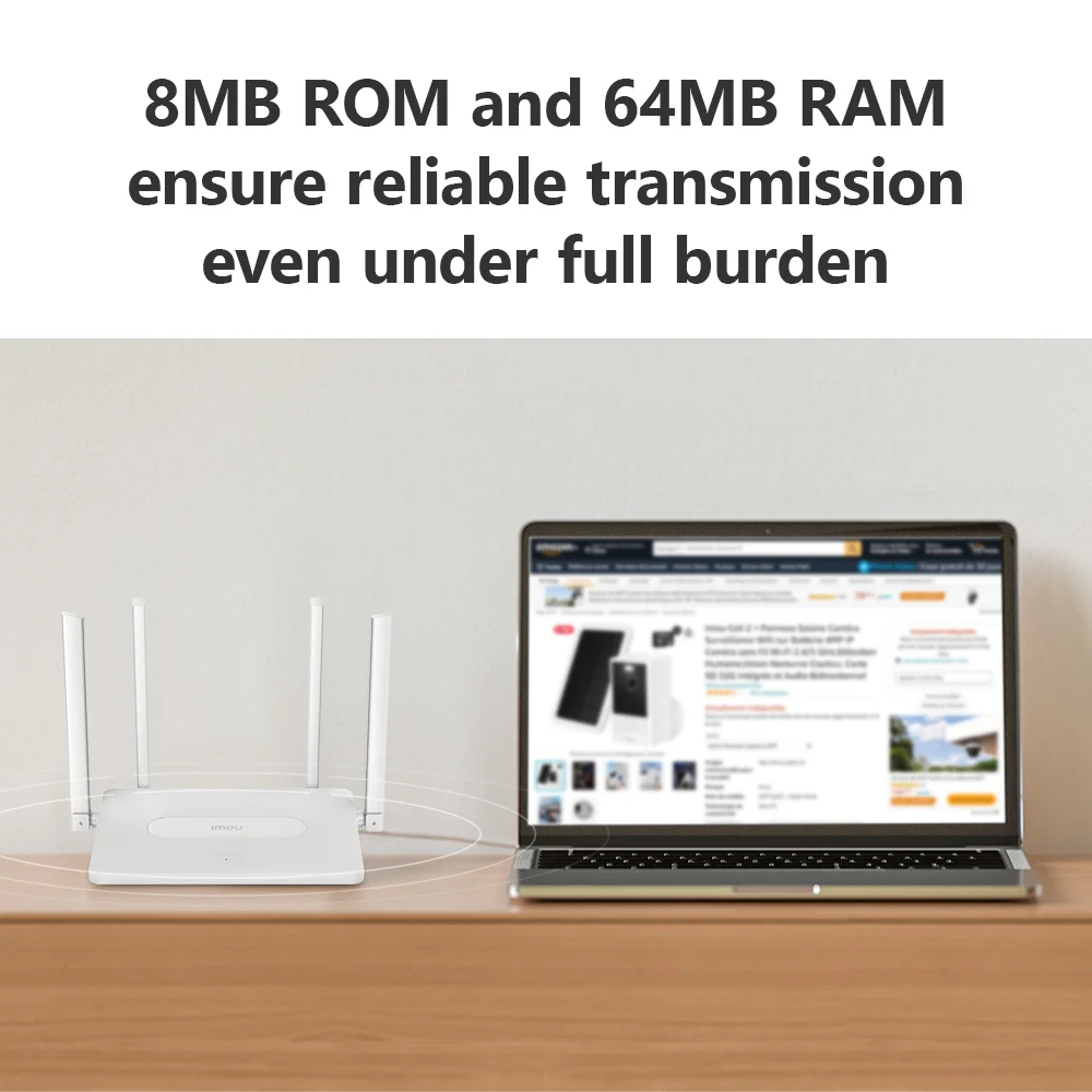 IMOU AC1200 Dual-Band Wi-Fi HR12F 5GHz+2.4GHz WiFi 5 Router Long Router 8MB ROM and 64MB With 4x 5dBi External Antennas Router