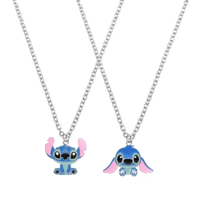 Cartoon Disney Stitch naszyjnik urocza moda duże ucho ścieg naszyjnik dla par spersonalizowana łańcuszek z wisiorem Hip Hop Anime