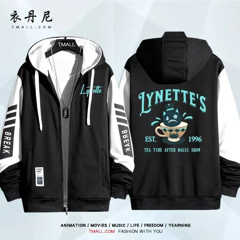

NEW Genshin Impact Lyney Lynette Freminet Cosplay Costum Long Sleeve Print Jacket Zipper Hoodie Women Men Fashionhooded Costumes