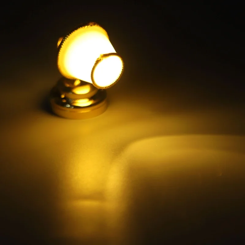 Lampu Dinding Miniatur Rumah Boneka Lampu Dinding Rumah Boneka LED Hangat Mini Logam Lampu Dinding untuk Dekorasi Rumah Boneka 1/12