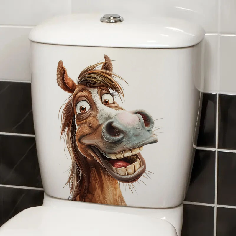 Fun Donkey Horse Cartoon Sticker, Water-proof Home Wall Decal, Used for Wall, Bathroom, Cabinet, Door,Toilet, Car, Laptop