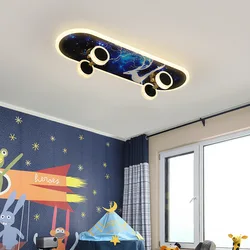 Contemporary Creative Boys And Girls Bedroom Study Lamp Personality Skateboard Children's Room Toy Room LED Ceiling Lamps