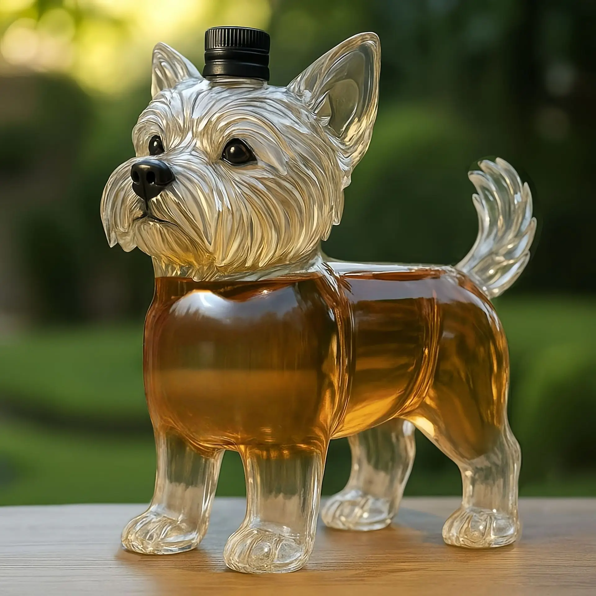 Cute Mini High Borosilicate Transparent Glass Doberman Pinscher Shape Whiskey Bottle Bubble Bottle Craft Glass Home Bar Gift