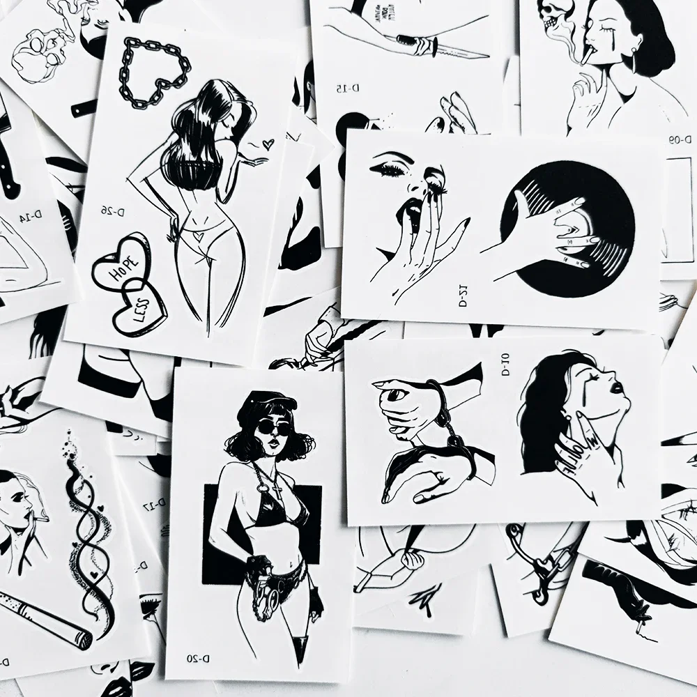 Temporary Tattoo Sticker set Sexy Girl Love Heart Patterns Tatoo Flash Tatto Fake Waterproof Stickers for Men Women Girls 30 Pcs