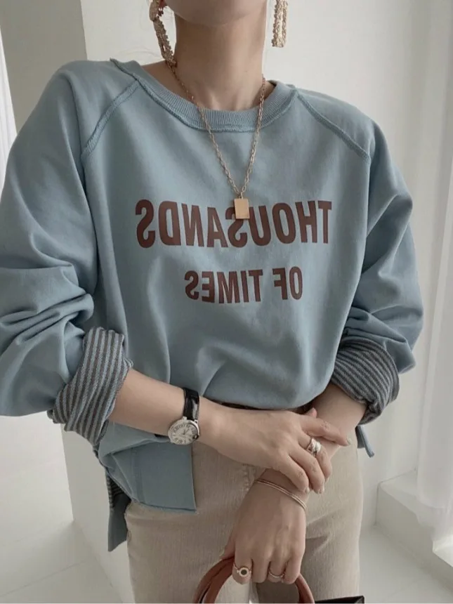レトロシックな秋冬長袖レタートレーナーハイウエストフィッシュテールスカートセット女性のファッショナブルな多用途衣装