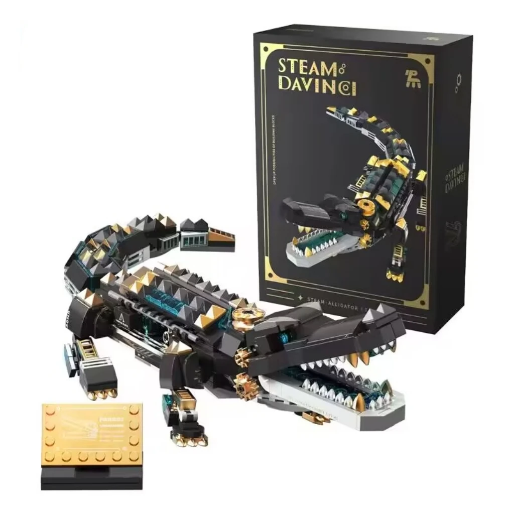 Mechanical Steampunk Crocodile Block Set Style Metal Model Children's Creative Ornament Gift Educational Toy