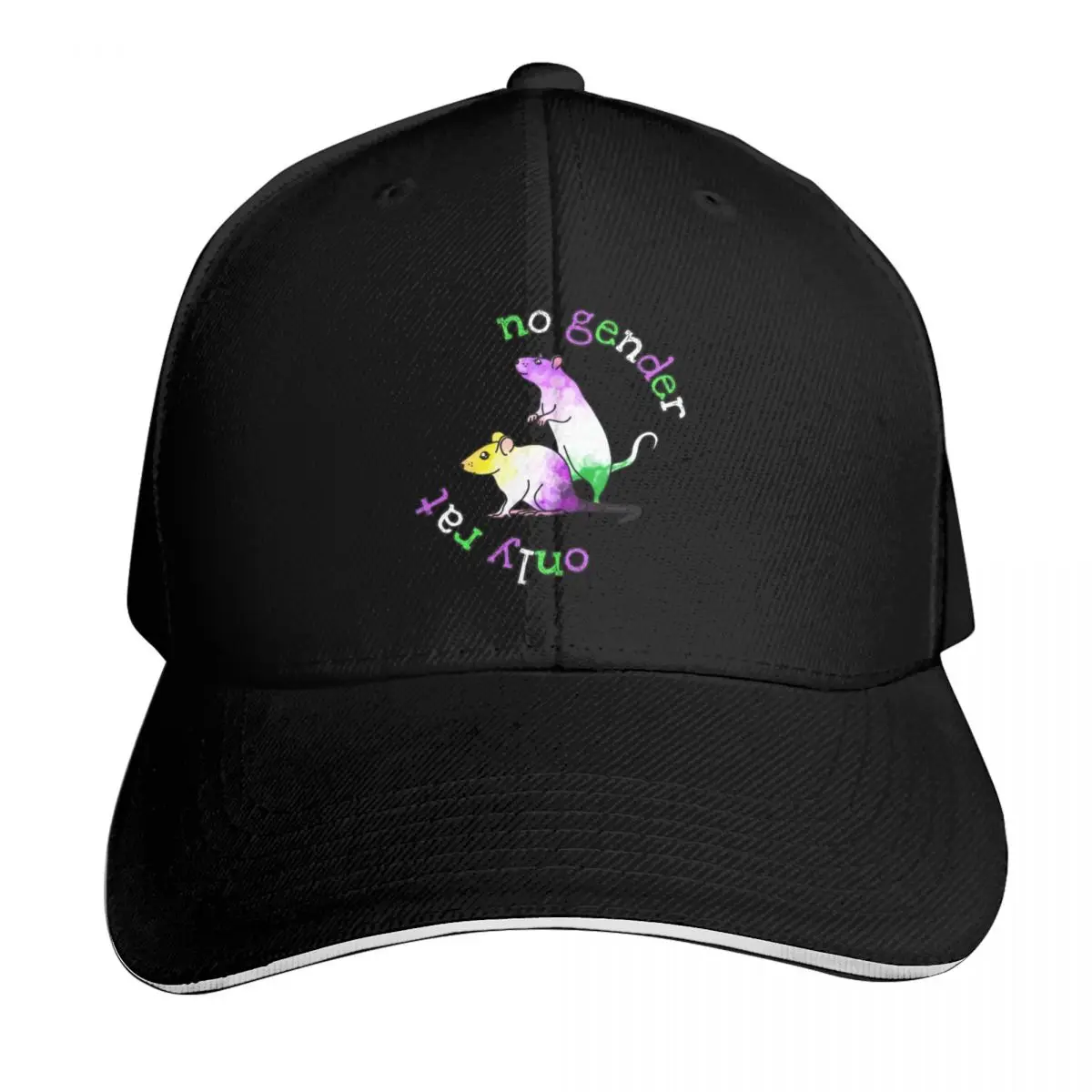 No Gender. Only Rat. Baseball Cap Vintage Retro Embroidered Lightweight Packable Gift for Him Her