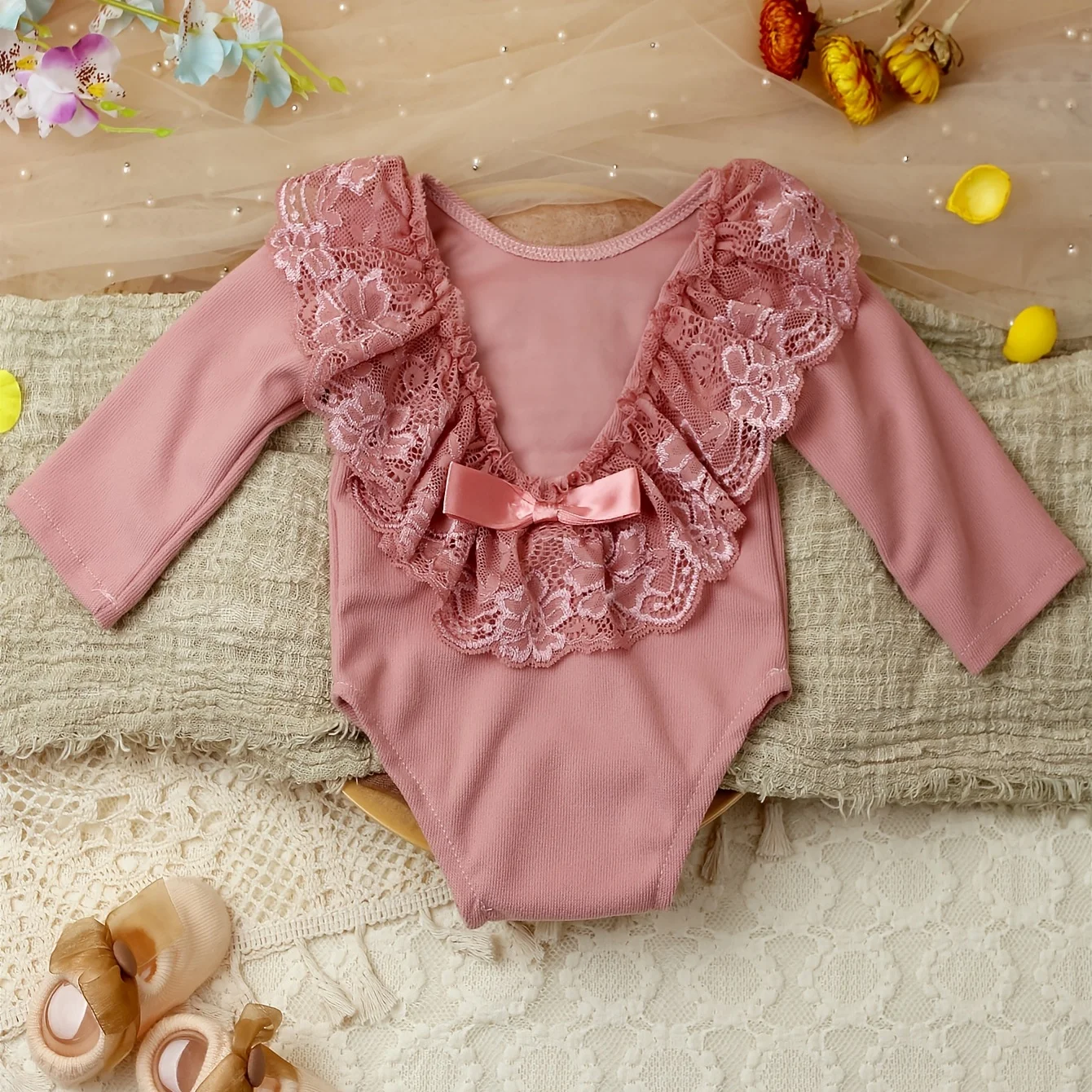 Ylsteed Newborn Lace Romper Baby Girl Photography Props Newborn Shooting Outfits