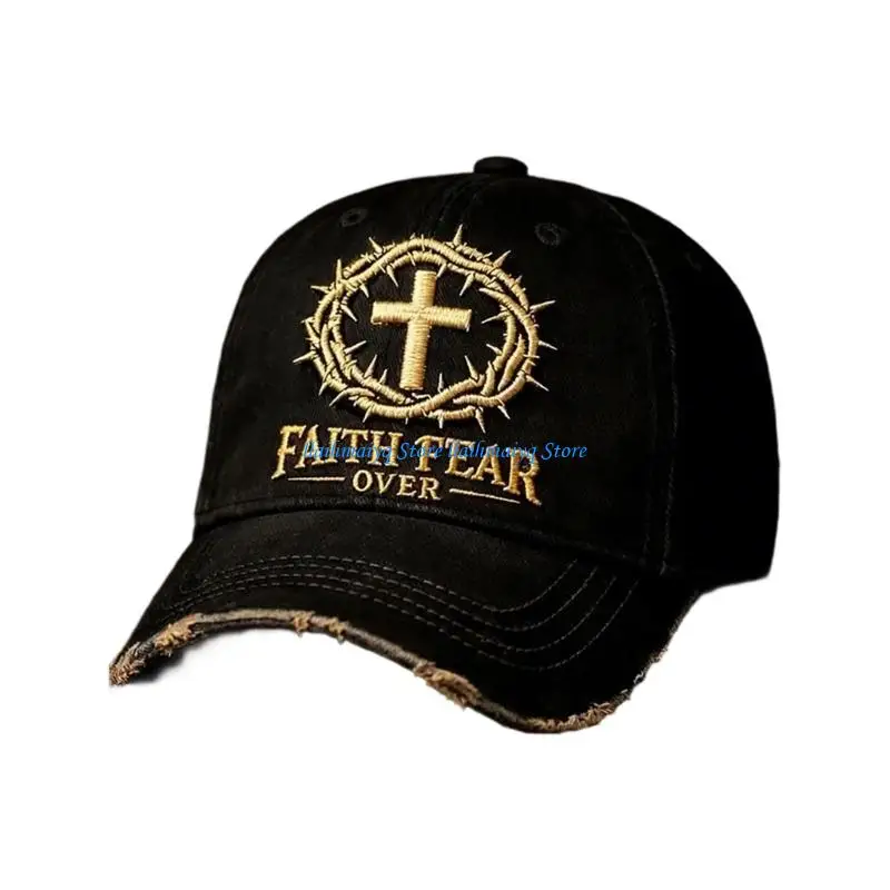 

573B Stylish Embroidery Baseball Cap Adjustable Back Closure Breathable Fabric