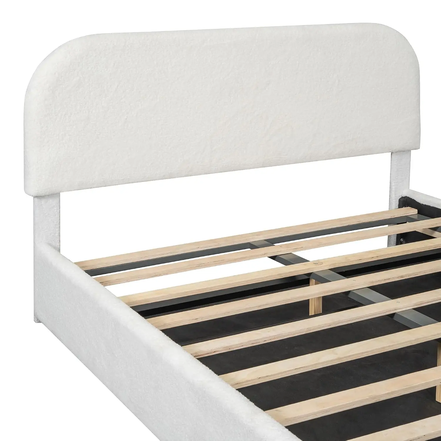 Teddy Fleece Upholstered Platform Bed with Hydraulic Lift Storage, Queen Size, Customized - view 6