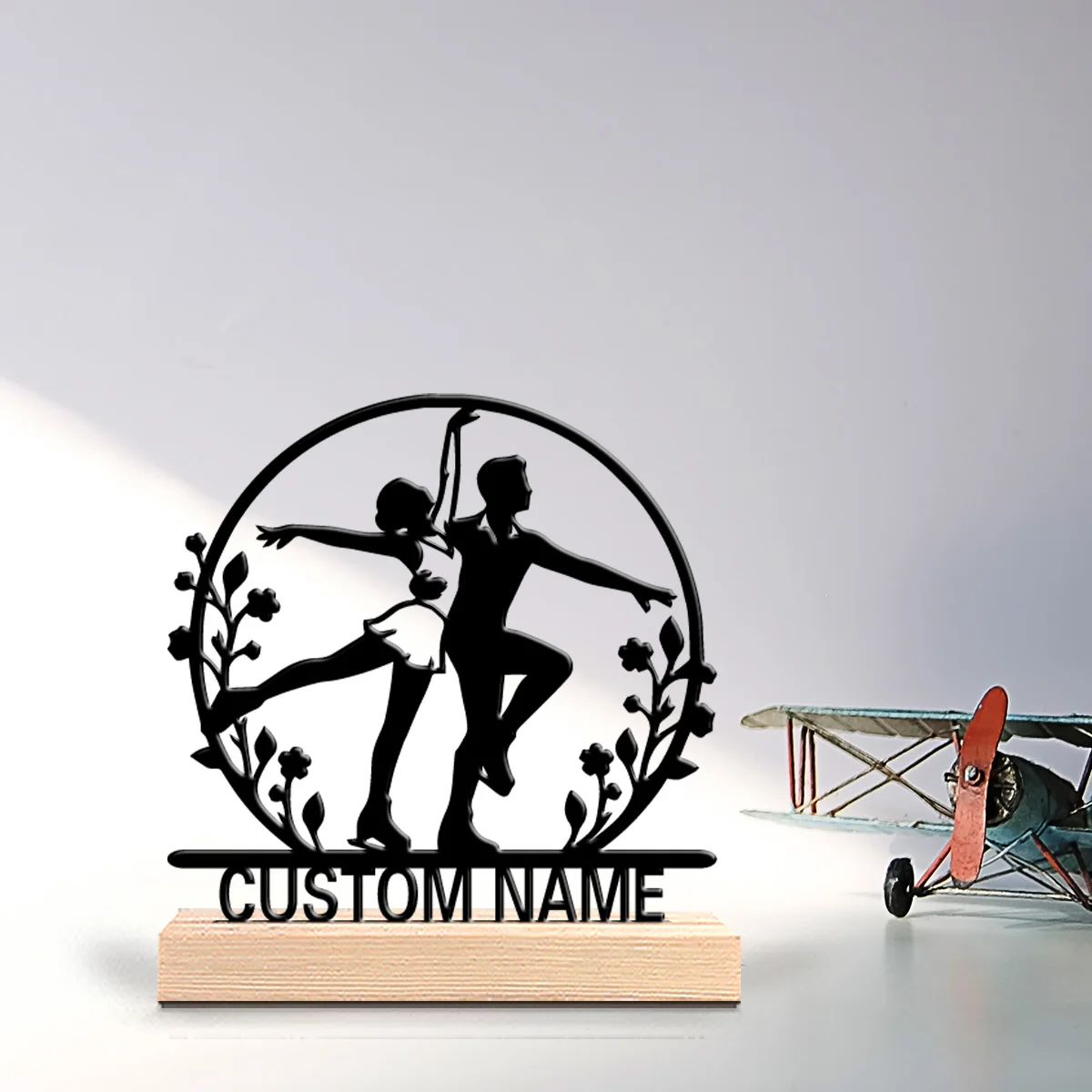 1pc Cartoon Personalized Custom Ice skating Metal Statues Spooky Halloween Christmas Decor for Home Office Cafe - Uncharged Art