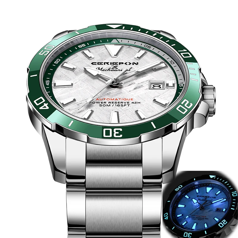 CERIEPON Men's Sports Mechanical Watch 316L Stainless Steel Luminous 50m Waterproof Men Marine Log Explorer Series Perfect Gift view 4