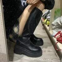 Tall Women's Boots Winter Knight Style Elastic Thick Bottom Versatile Slimming Long Tube Boots High Heel Comfortable Polyurethan