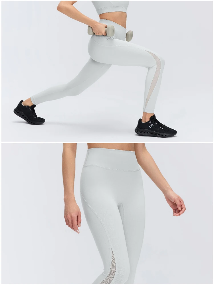 VITALINOVO Mesh-Leggings für Damen, hoch taillierte Yoga-Hose, Workout-Laufleggings, Fitness-Sportstrumpfhose mit Taschen, squatproof – Detail 6