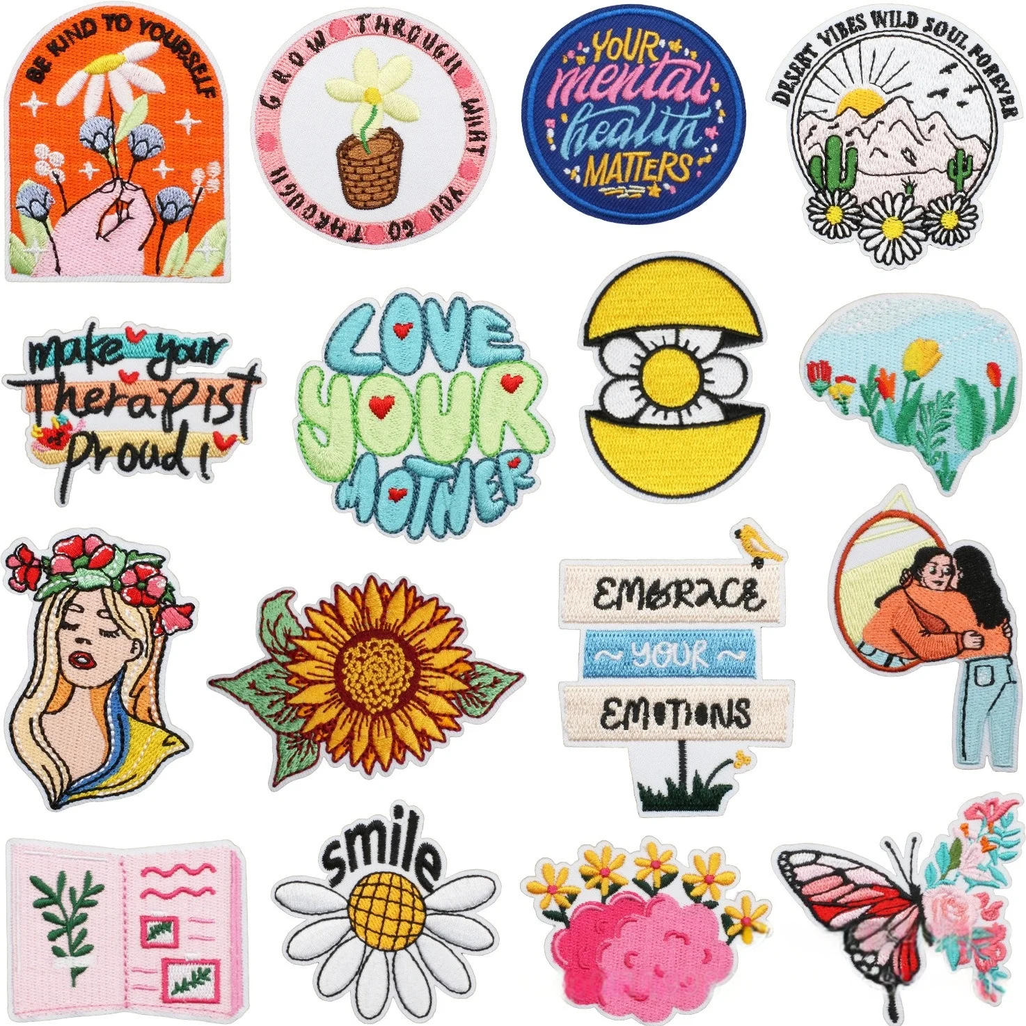 

Flower Letter Embroidery Cloth Sticker Butterfly Embroidery Sticker Ironing Stamp Ironing Yellow Chrysanthemum Book Clothes