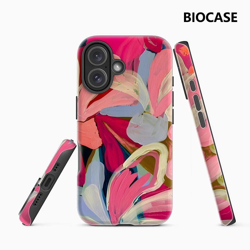 Rosa Abstrakte Blüten Handyhülle für Magnetische Handyhülle für iPhone 17 16 15 14 13 Pro Max Plus Ein-/Doppelschichtige Robuste Hülle