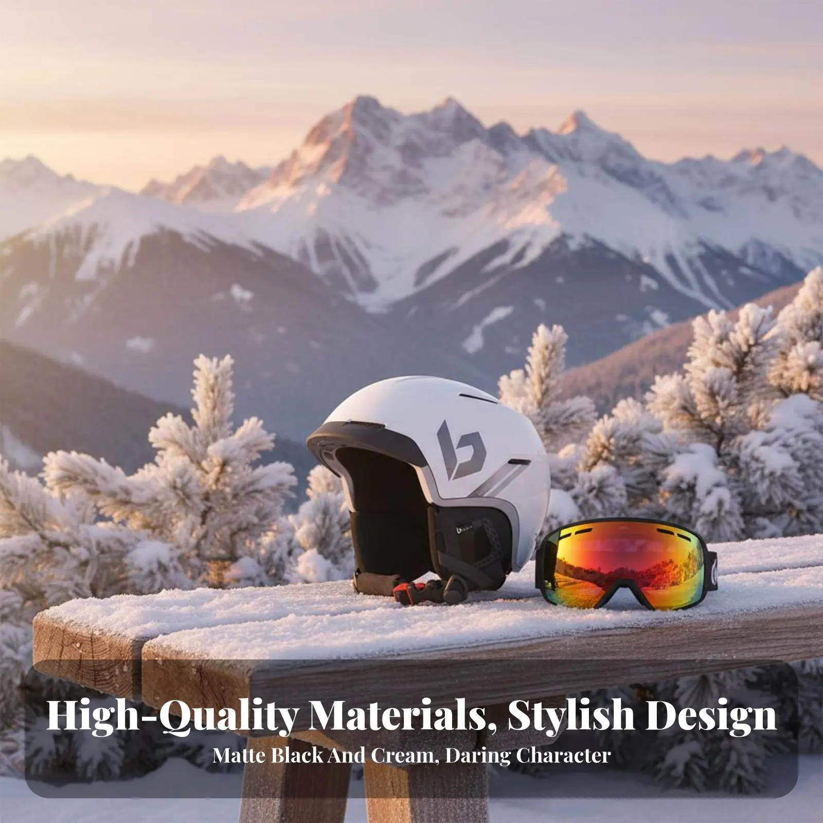 

Ski Helmet, Unisex, Matte Cream, Half Shell, Lightweight Winterboard Design