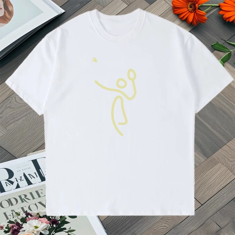 High Quality Badminton Stick Figure Graphic Printed 100% Cotton Oversized t-shirt Summer Unisex short sleeve Men Women Tee shirt