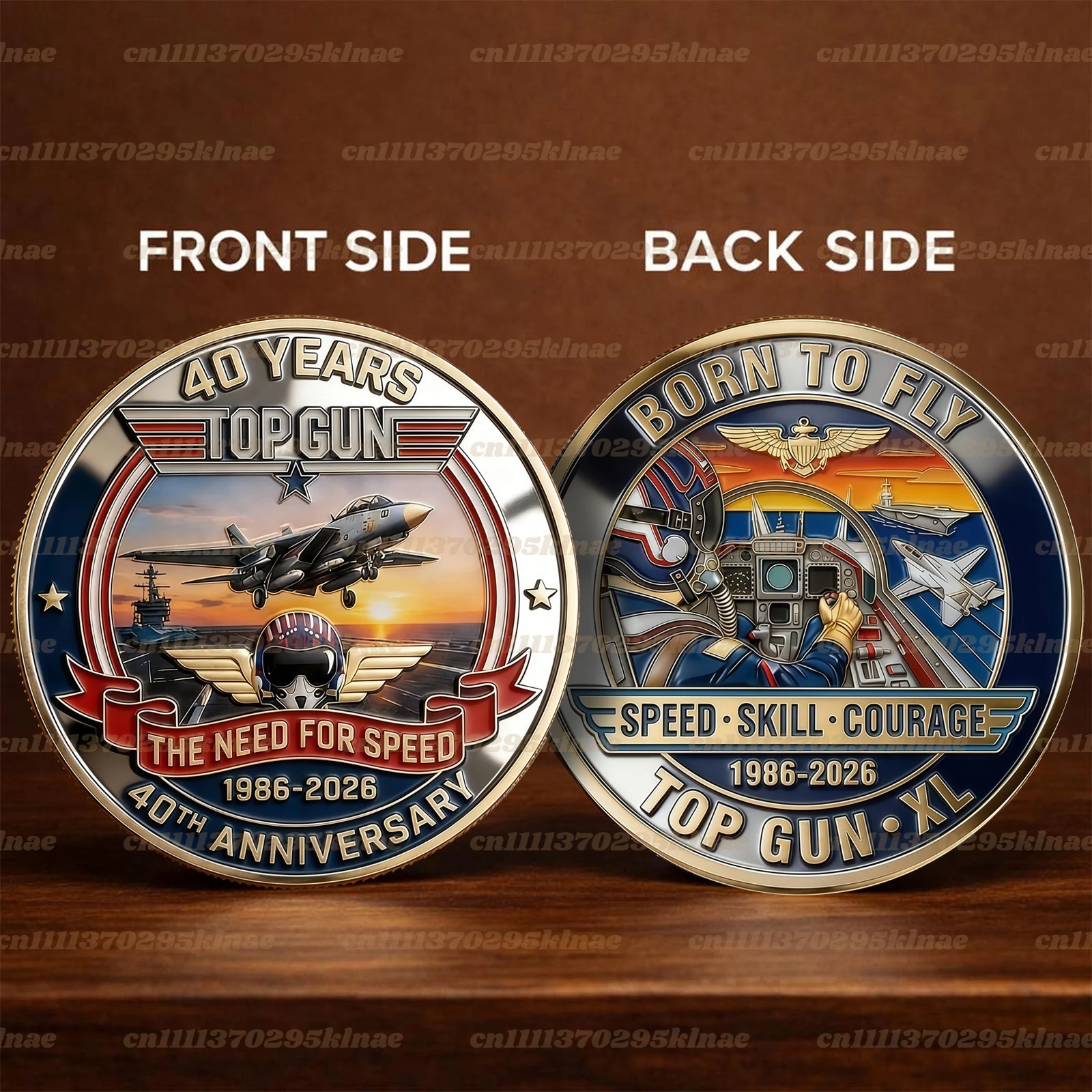 Pièce de monnaie commémorative du 40e anniversaire de Top Gun, porte-clés et broche, badge de revers, cadeaux pour les amateurs militaires, cadeaux pour collectionneurs