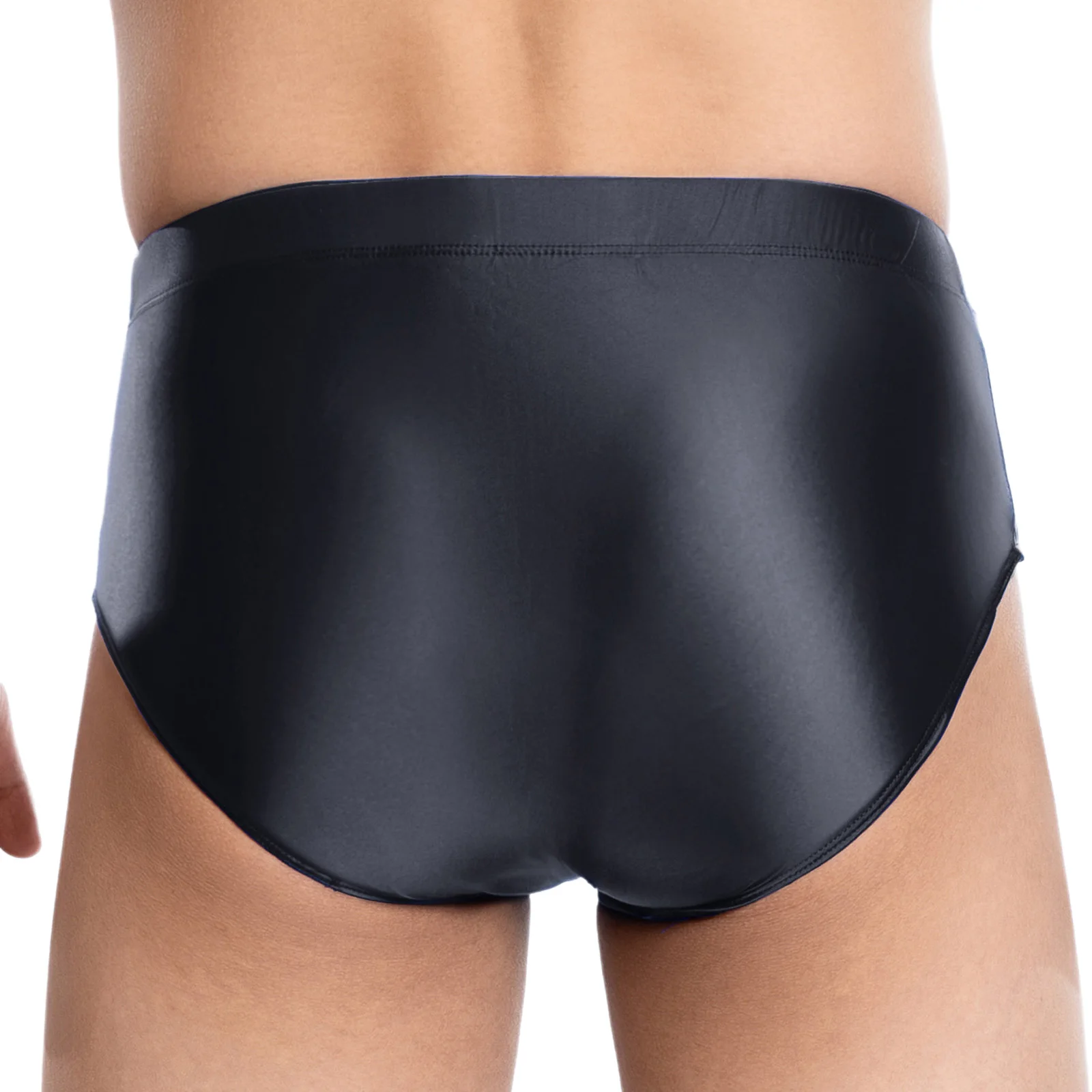 Mens Glossy Low Rise Briefs Sheath Pouch Elastic Waistband Underpants Thin Sheer Underwear for Nightclub Couple Games