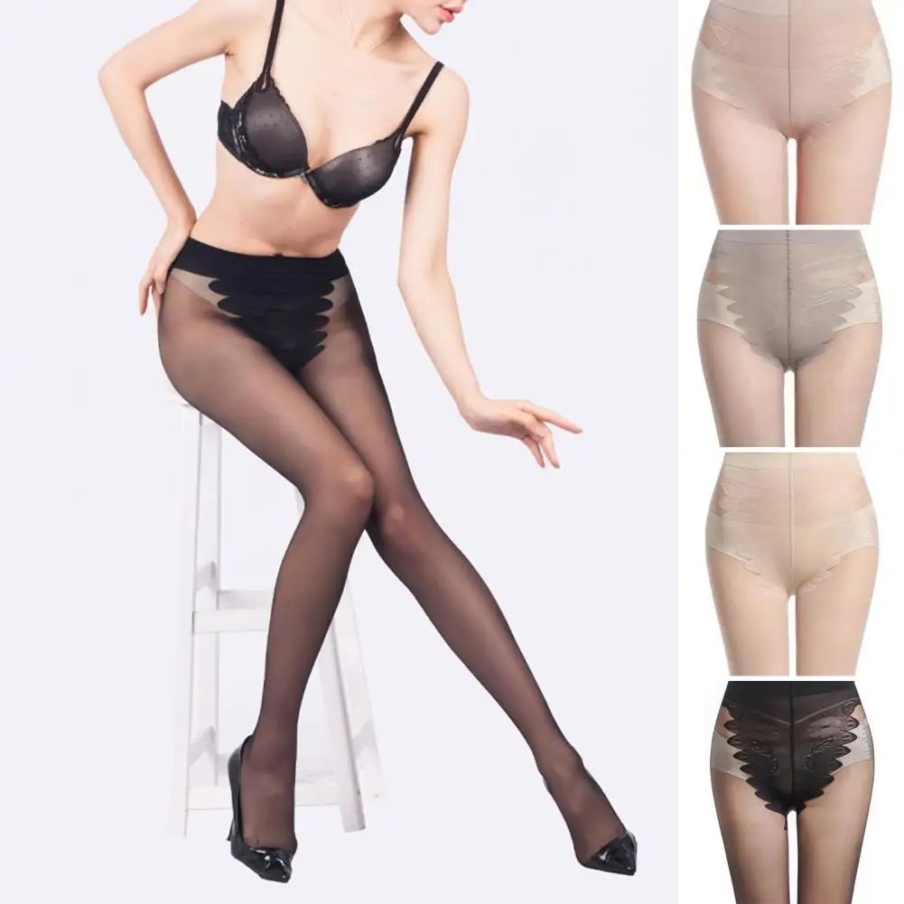 

Sexy Pantyhose Floral Trim Patchwork Thin Stockings High Waist Seamless Transparent Women Stockings Ultra-thin Slim Pantyhose