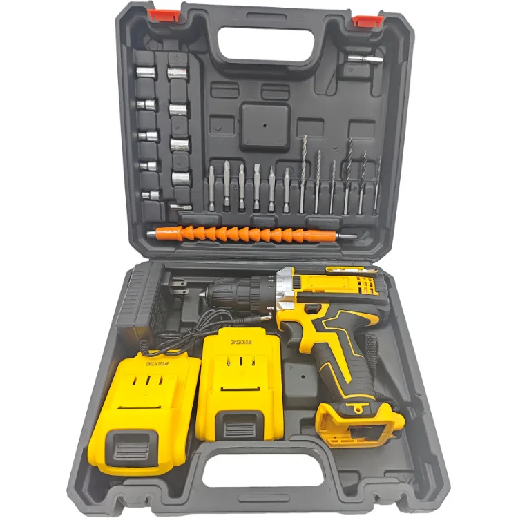 Hand drill cross-border hot-selling 21V two-speed impact, two-speed lithium electric drill electric screwdriver electric drill p