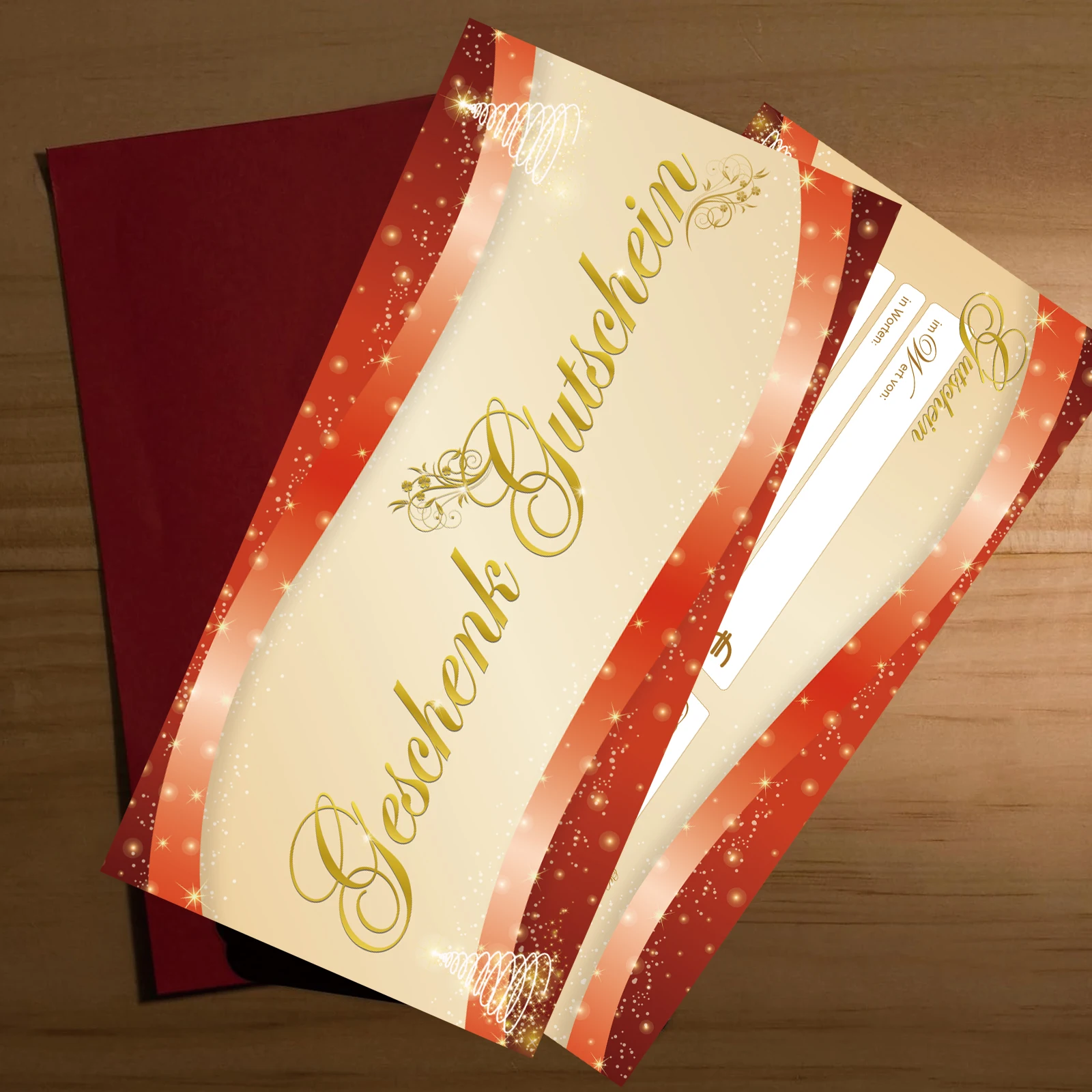 25 قطعة بطاقة هدايا عيد الميلاد خصم بطاقة قسيمة ألوان مائية شجرة عيد الميلاد والغزلان تصميم "Geschek Gutschin" الخط الذهبي، مثالي #5