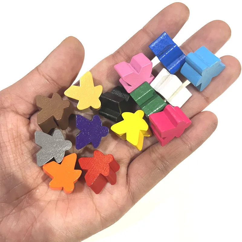 Meeples-100 pions en bois de 16mm, 14 couleurs, pièces de rechange pour jeu de société, composants et accessoires de mise à niveau