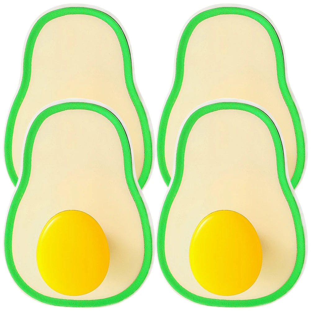 

4 Pcs Adhesive Hooks Heavy Duty Wall Storage Bathroom Kitchen Abs Cartoon Avocado Design Punch Free Utility Coat Hangers Smooth