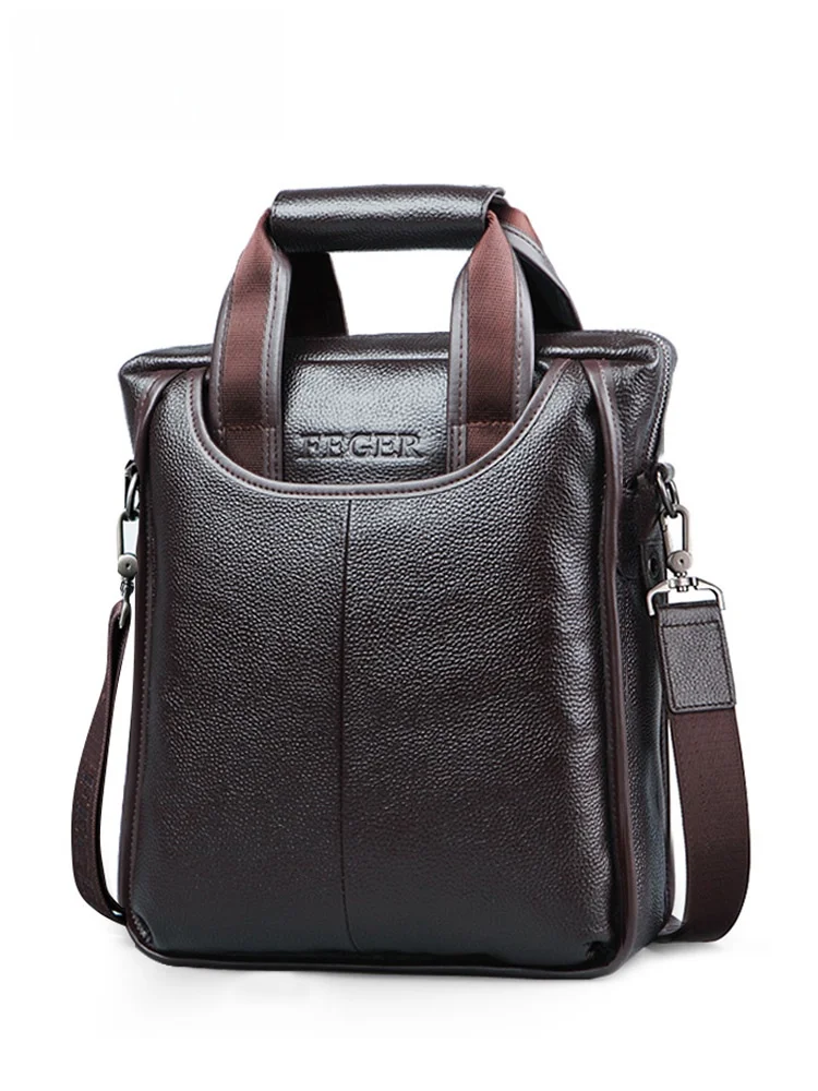 

Feger Genuine Leather Men's Crossbody Bag Casual Vertical Busin Bapa Single oulder Bag Leisure Handbag for Fathers