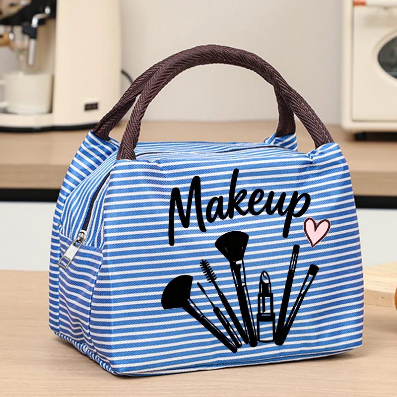 Women's Printed Cosmetic Clutch Bag, Featuring a Classic Striped Design with a Simple and Stylish Appearance Tote Bag