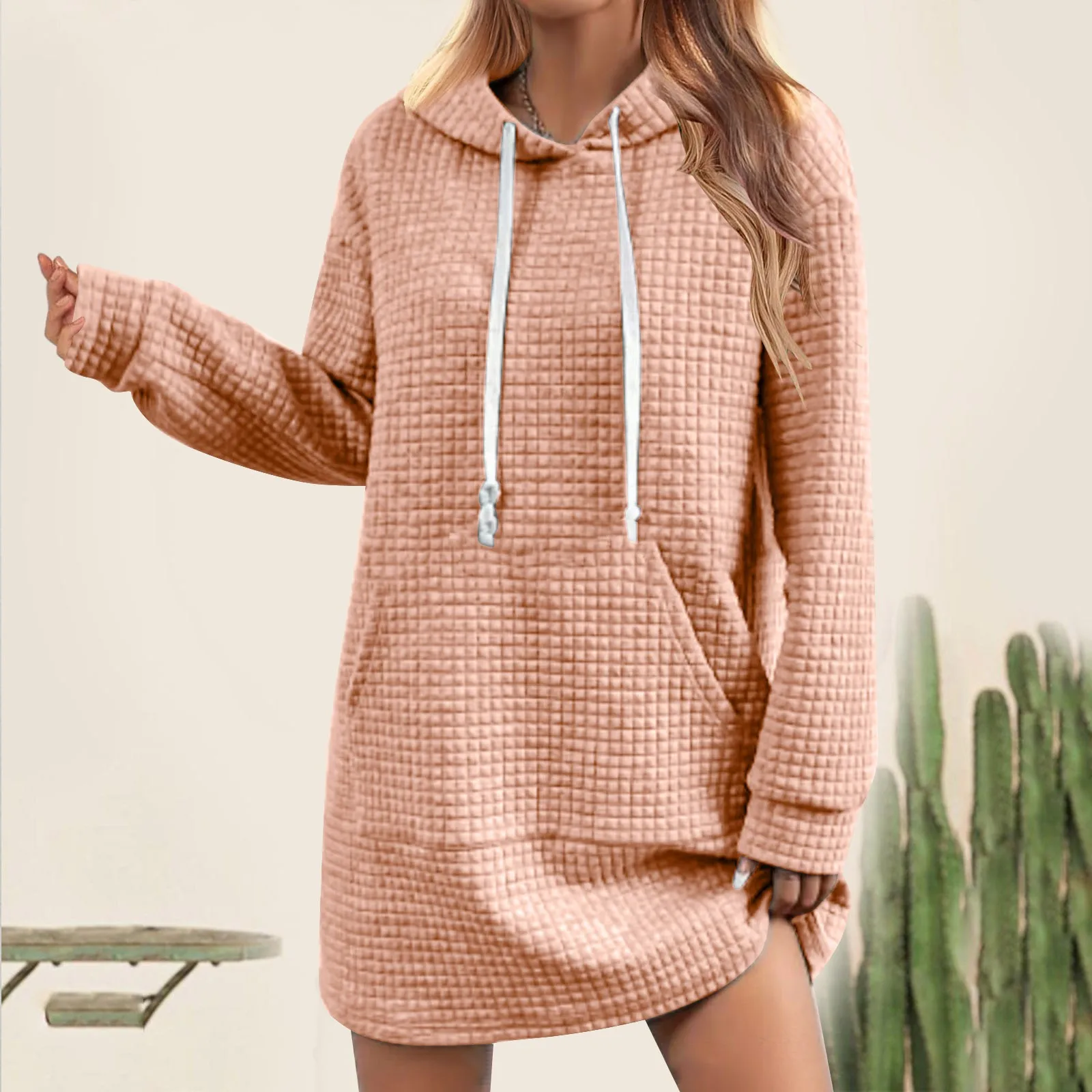 

2023 Women'S Casual Hoodie Sweatshirt Dress Solid Color Mini Pocket Autumn Wear Outdoor Fashion Basic Long Sleeve Black Skirt