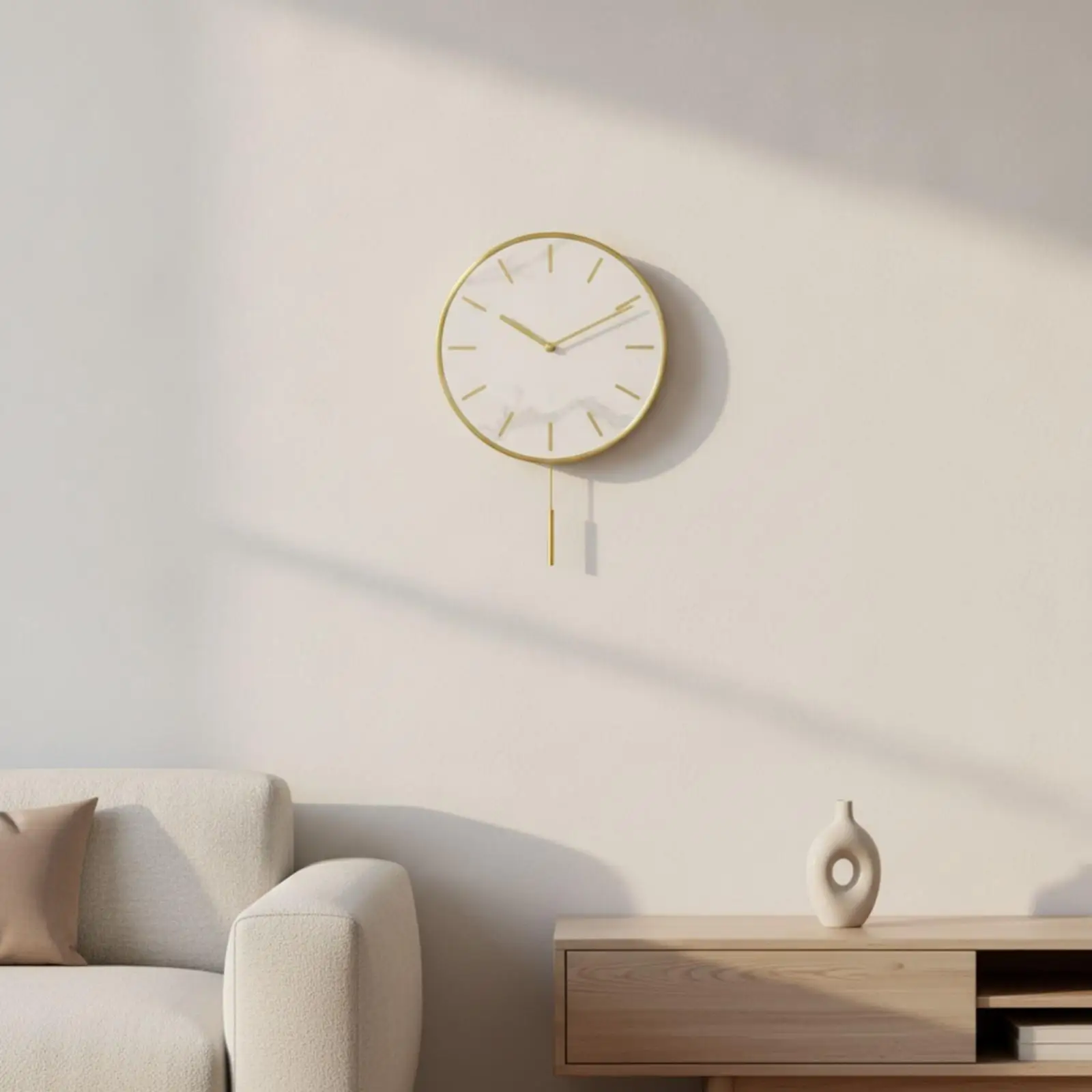 modern-wall-clock-with-pendulum-sleek-metal-frame-stone-face-wall-clock-for-living-room