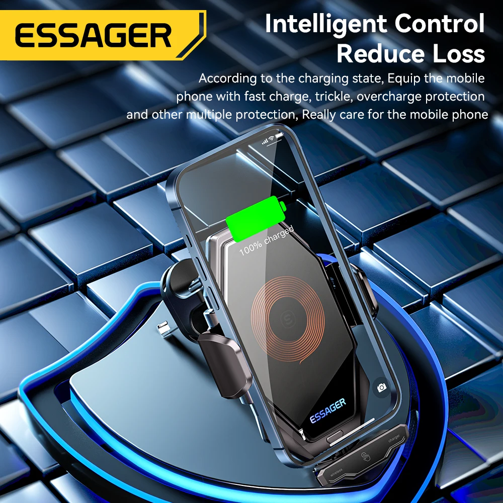 Essager Dashboard Phone Holder 15W Wireless QI Charger in Car  Universal Air Vent Mount For iPhone Samsung Xiaomi Fast Charging