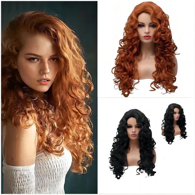 Pulseira lenda cosplay perucas princesa merida macarrão instantâneo rolo longo cabelo encaracolado festa de aniversário de halloween dança cosplay chapelaria