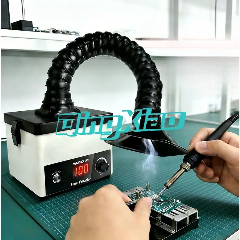 60W Portable Solder Fume Extractor 3 Stage Filter Desktop Smoke Purifier For Soldering Iron Laser Marking With Flexible Hose