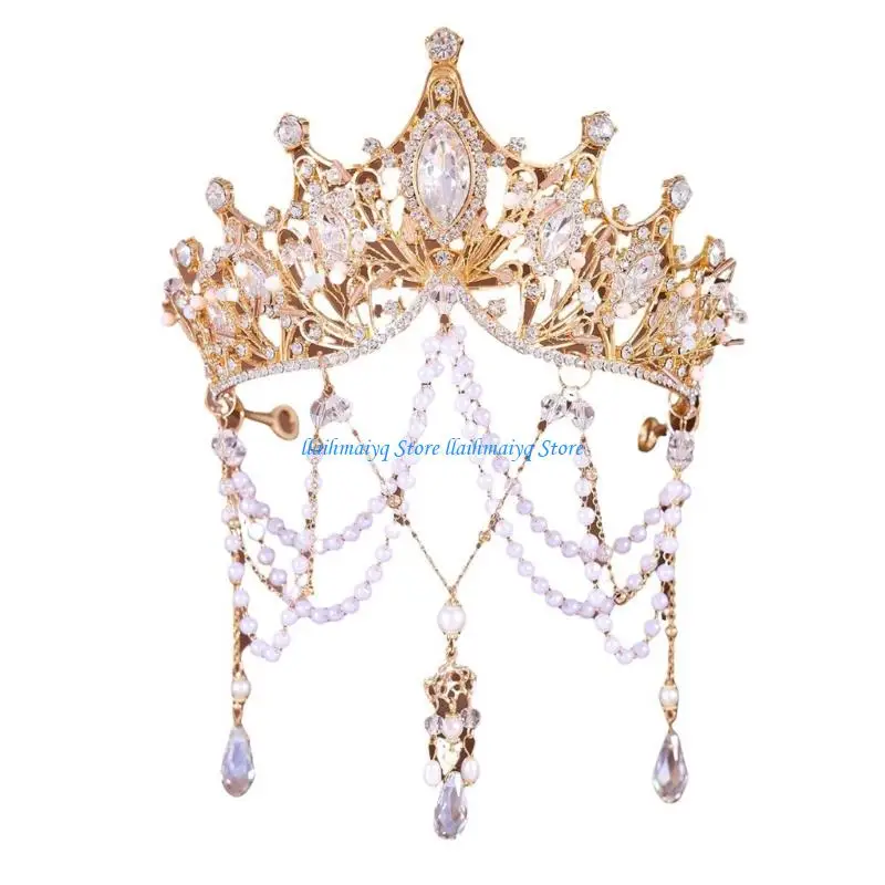 

573B Decorative Pearls and Tassels Hair Piece Bridal Bridal Hair Accessories for Head Adornment Comfortable Lightweight Wear
