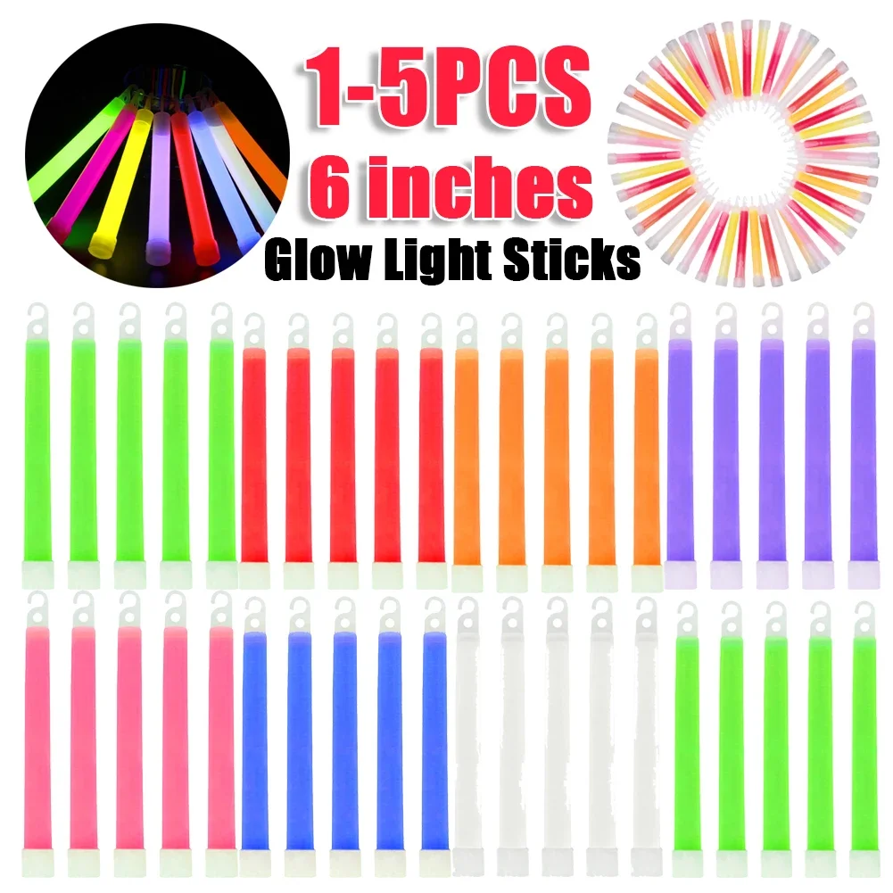 5 teile/satz Glüh lichts täbe mit Haken 6 Zoll Fluoreszenz licht für das Wandern Camping im Freien Notfall Konzert Party Lichts täbe