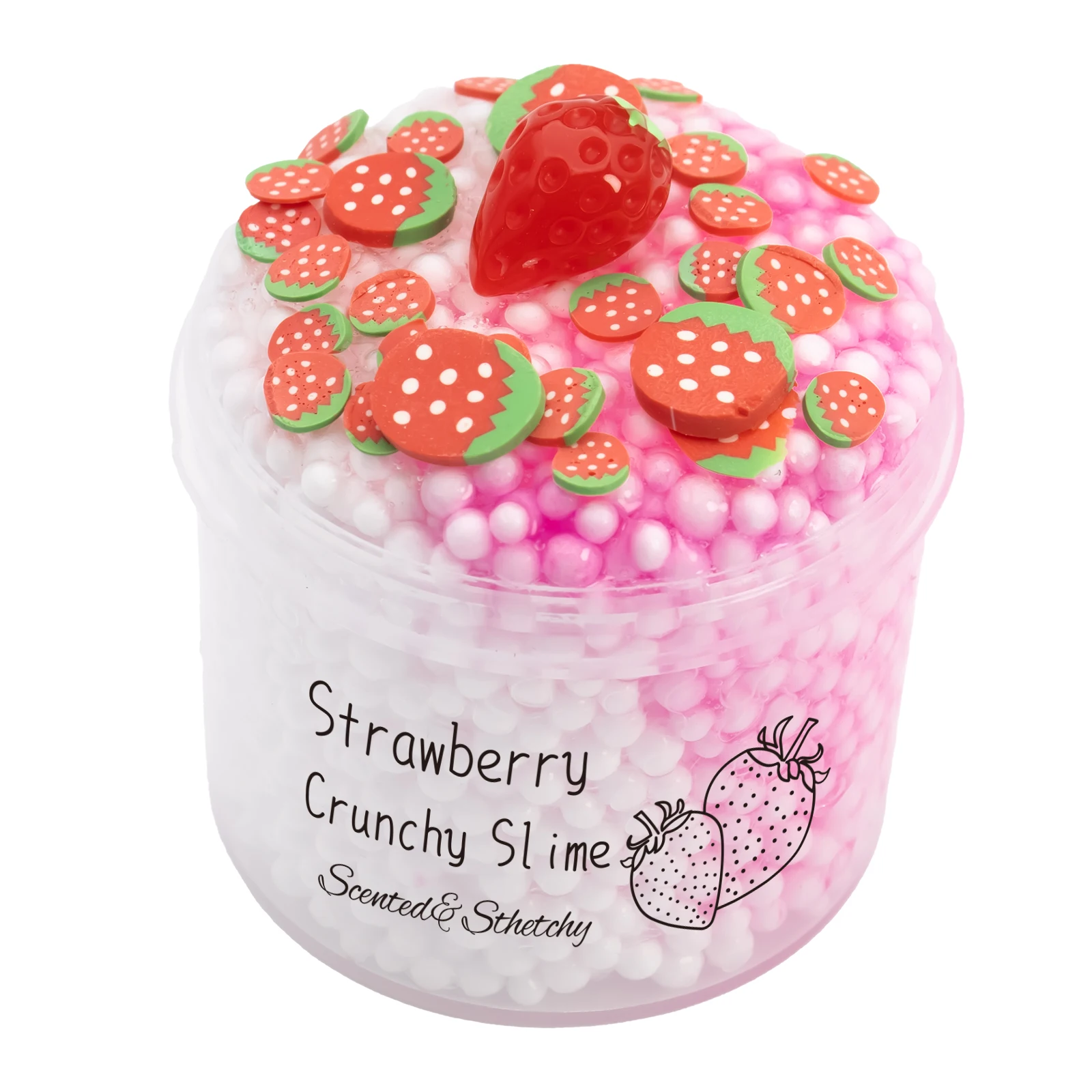 70ml Pack Strawberry Cloud Crunchy Fluffy Slime kit Foam Ball Fruit Sprinkles Slime for Girl and Boys Birthday Gifts Party Favor