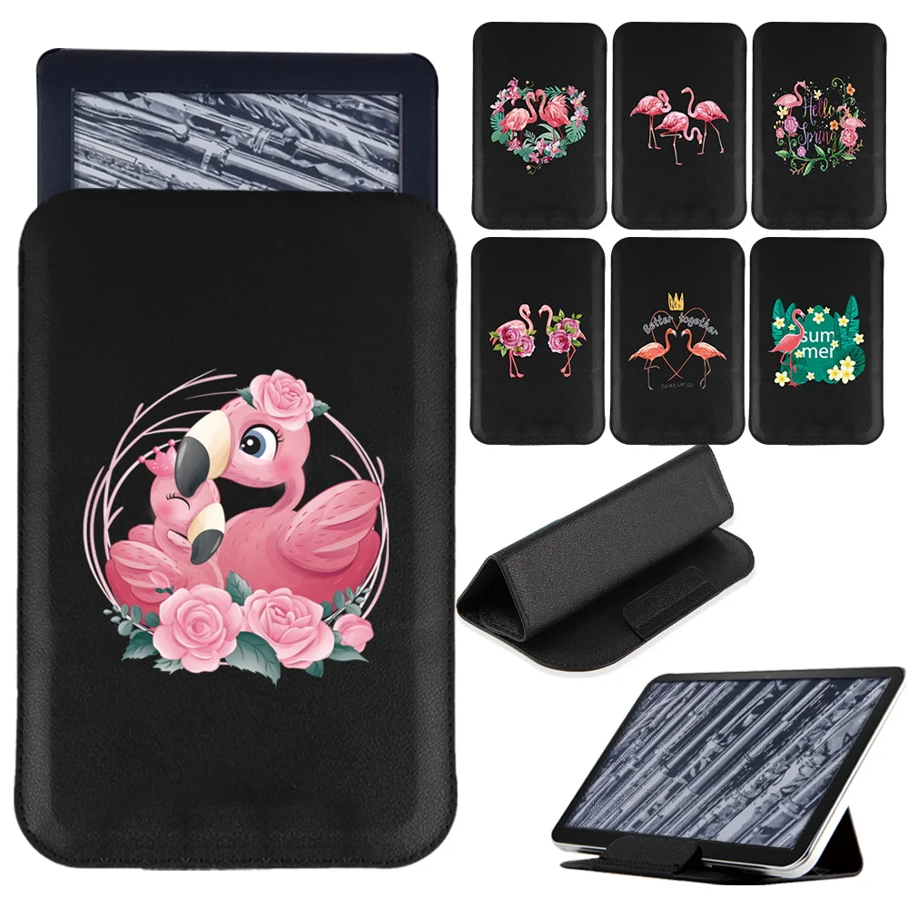 Leather Tablet Stand Bag for Kindle Paperwhite 5/Paperwhite 4/Paperwhite 1 2 3/Kindle 10th/Kindle 8th Flamingo Print Magnet Pack