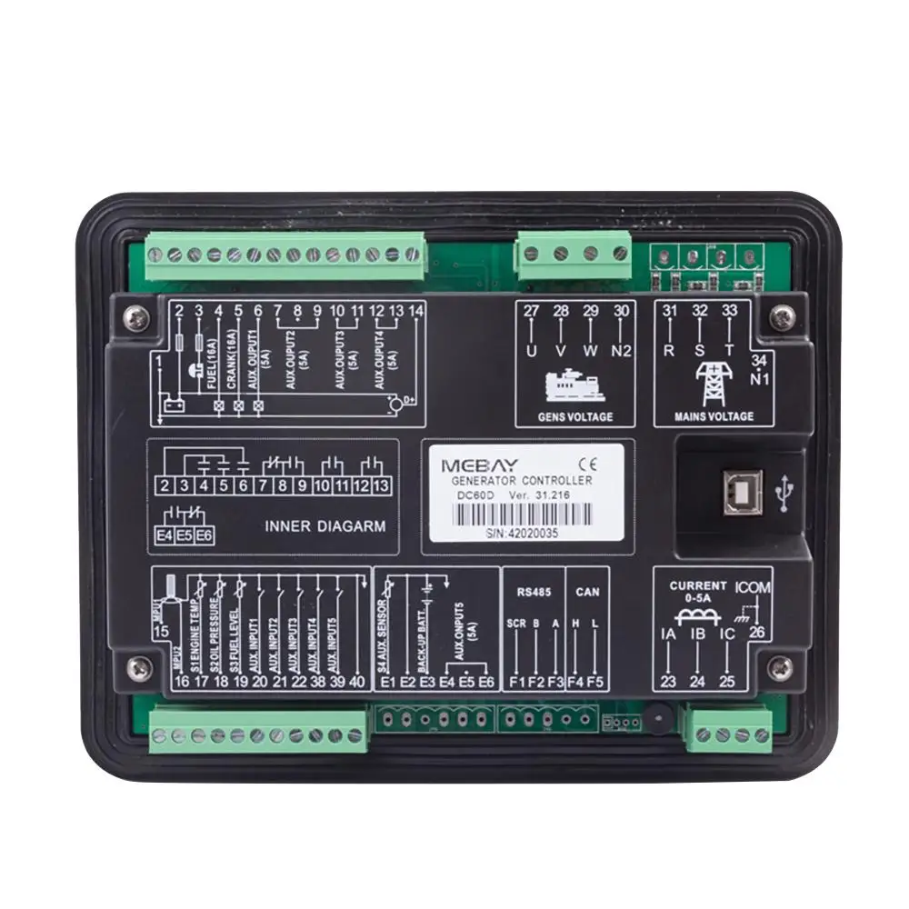 MEBAY DC60D/DC62D/DC62DR Generator Controller Panel with LCD Display for Genset Engine Parameters Monitoring